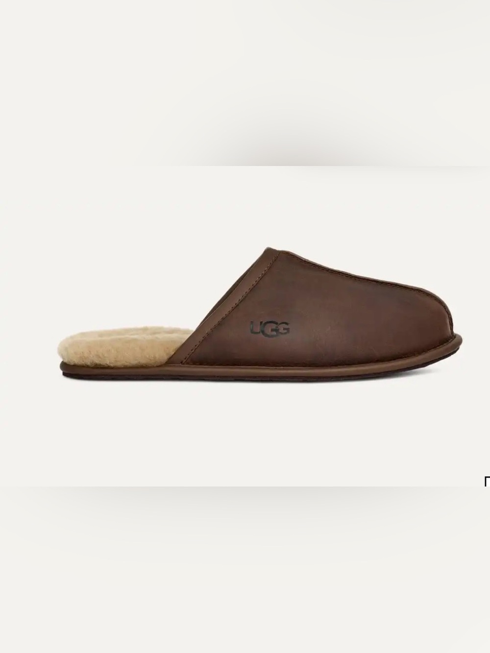 NEW UGG SCUFF SLIPPERS BROWN GENUINE LEATHER UGGPLUSH Shearling Slide SZ 15 $110